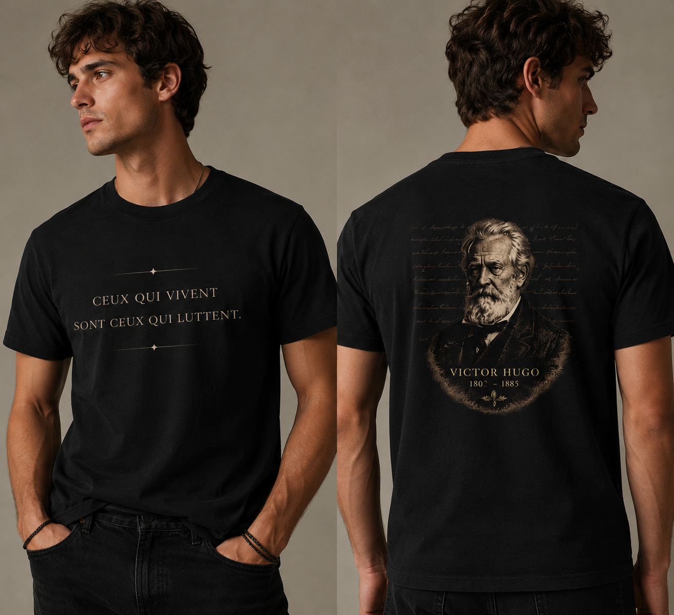 T-shirt Premium Épais Unisexe – Victor Hugo | Ceux qui vivent sont ceux qui luttent