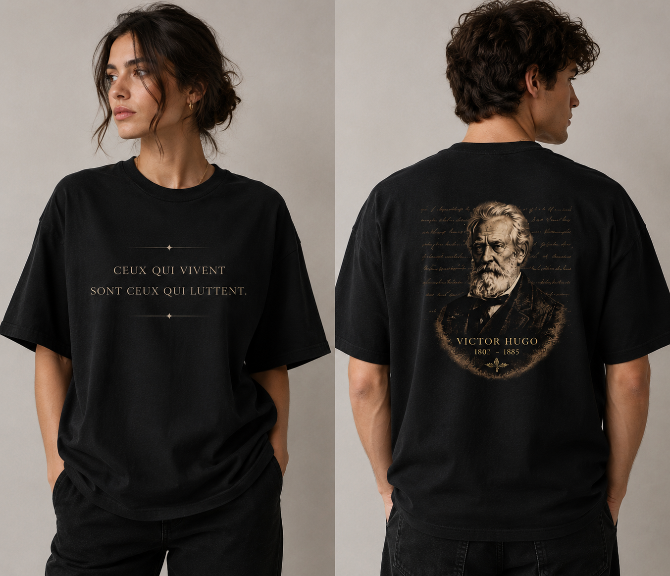 T-shirt Premium Épais Unisexe – Victor Hugo | Ceux qui vivent sont ceux qui luttent