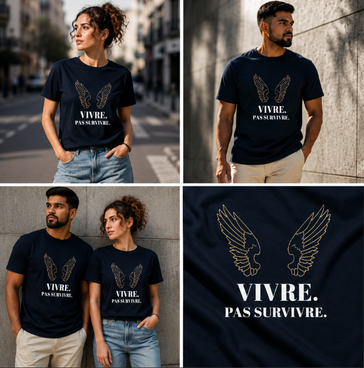 T-shirt Streetwear Bio Unisexe – VIVRE. PAS SURVIVRE